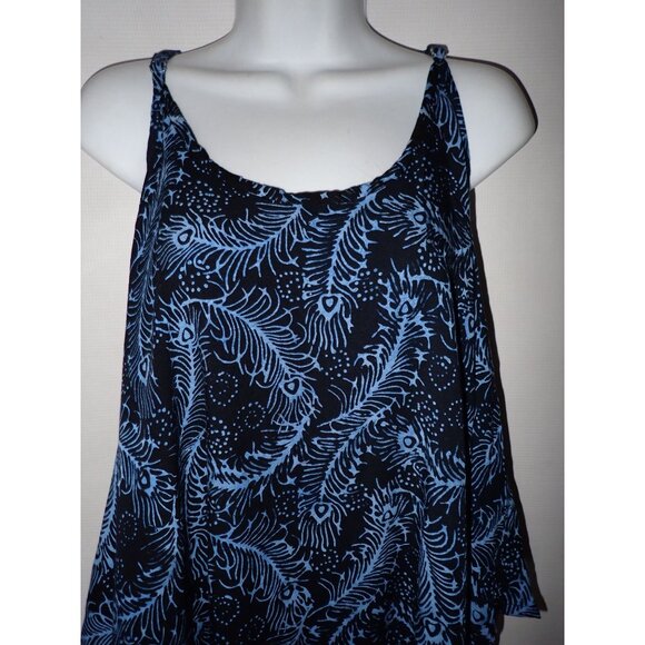 Mexicali Blue Sleeveless Top Women S/M Flowey Tunic Ruffle Tiered Boho Hippie - Picture 4 of 8